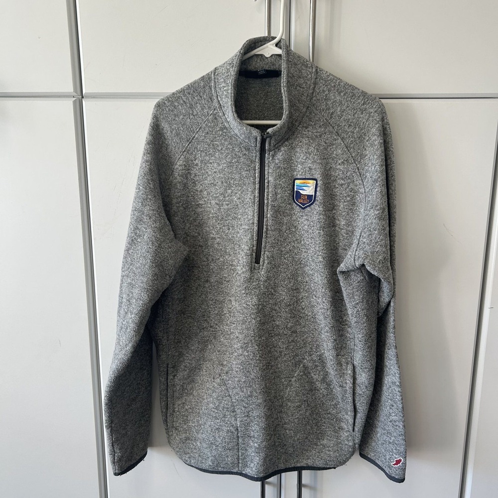 League Sun Valley Idaho Quarter Zip Pullover Gray Sweater Knit Mens 2XL